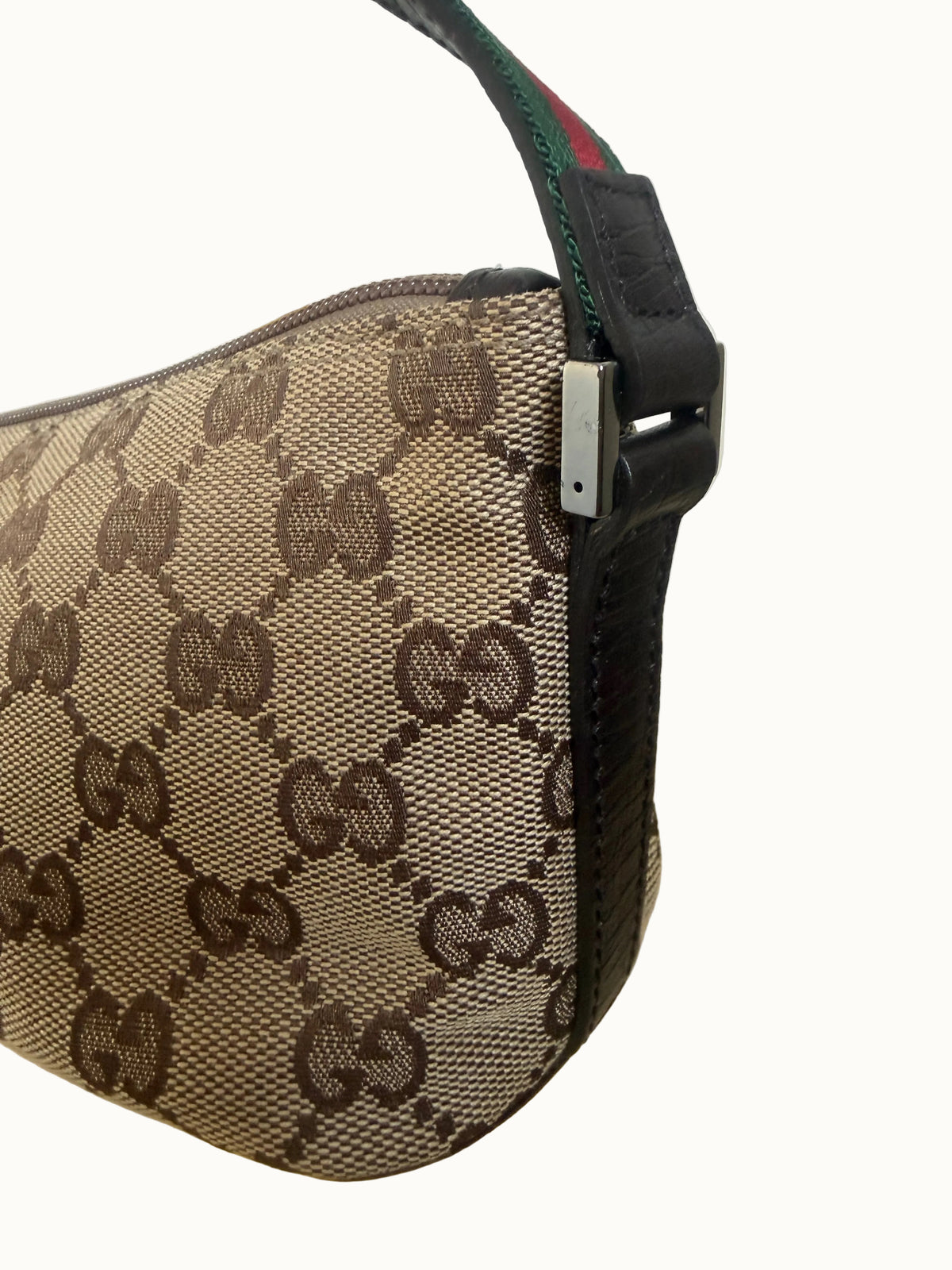 Gucci Vintage GG Canvas Web Boat Pochette