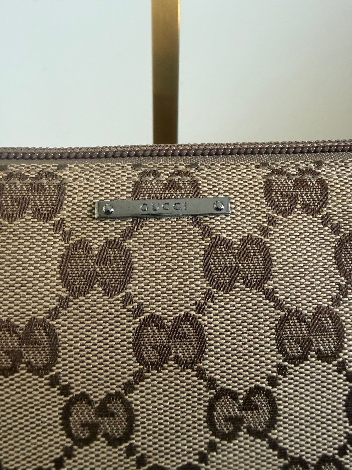 Gucci Vintage GG Canvas Web Boat Pochette