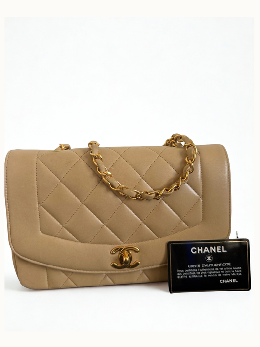 Chanel Curved Flap Bag Beige Lambskin – Gold Hardware