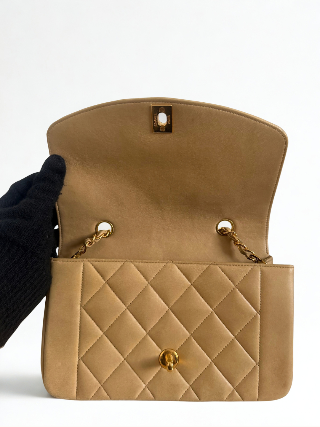 Chanel Curved Flap Bag Beige Lambskin – Gold Hardware
