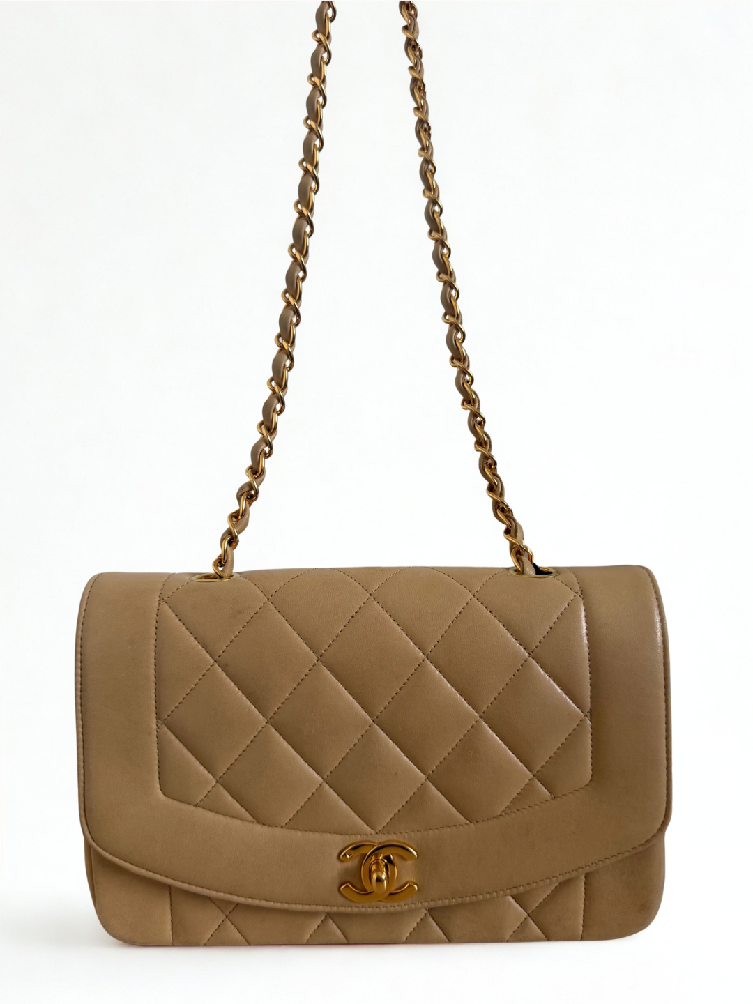 Chanel Curved Flap Bag Beige Lambskin – Gold Hardware