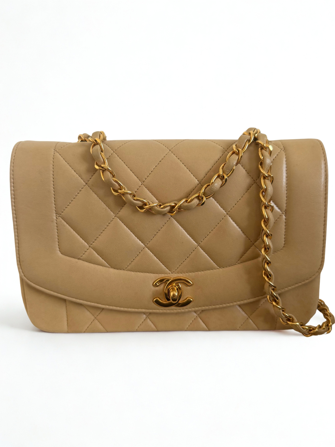 Chanel Curved Flap Bag Beige Lambskin – Gold Hardware